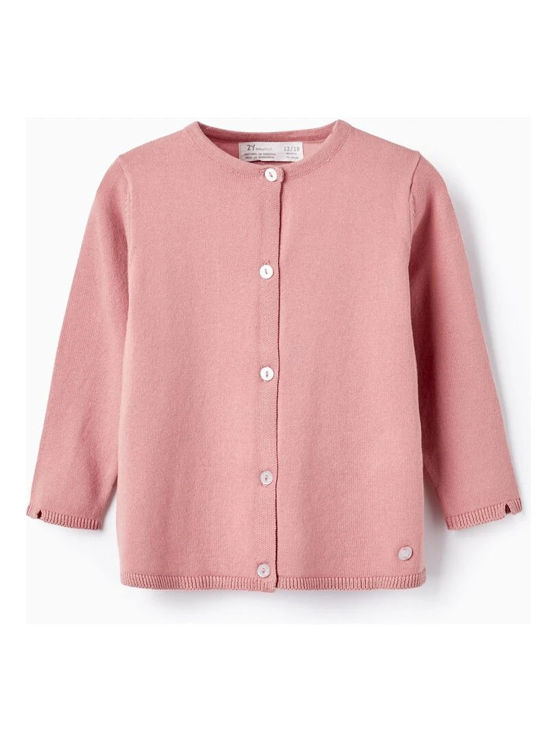 Veste en Maille en Coton pour Fille Rose clair