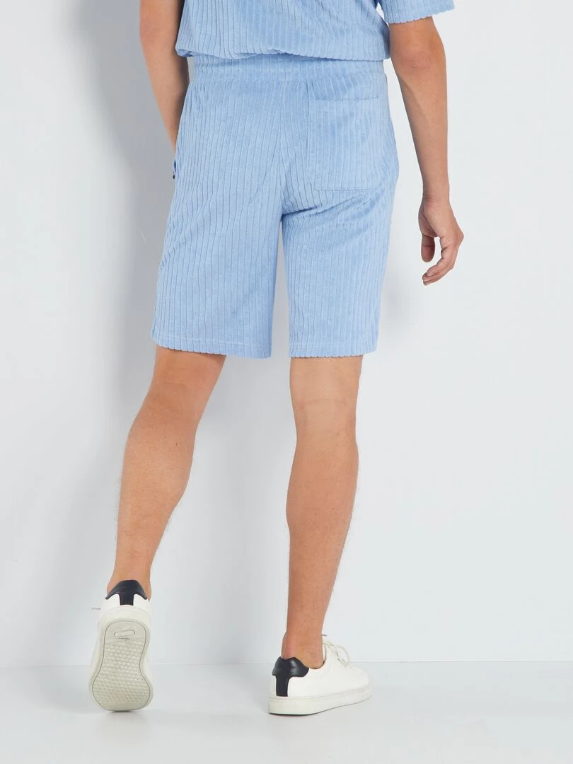 Bermuda en éponge avec grandes poches   Bleu