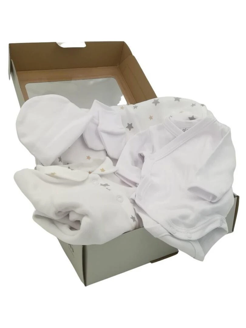Coffret Layette Naissance Coton Bio Boho Blanc