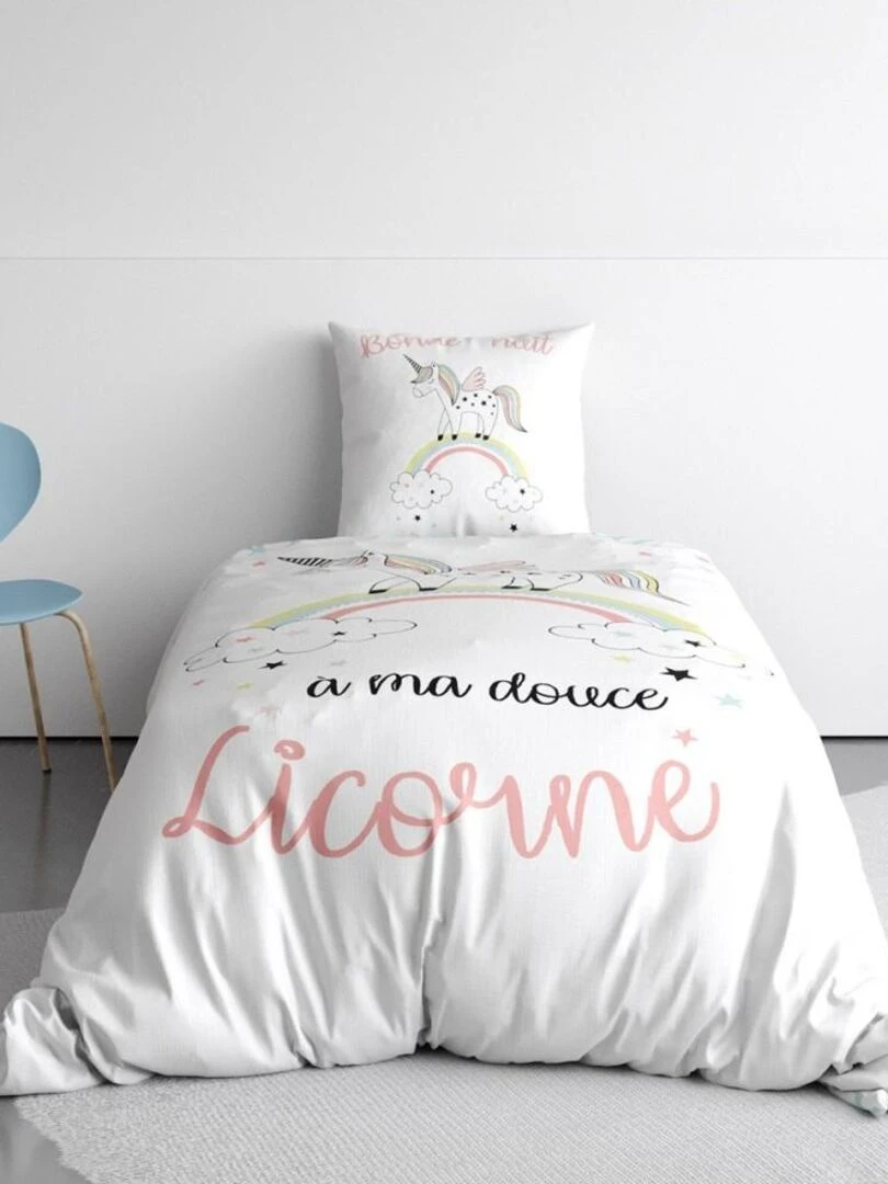 Housse de couette 140x200 Majesty + taie 100% coton 57 fils Blanc