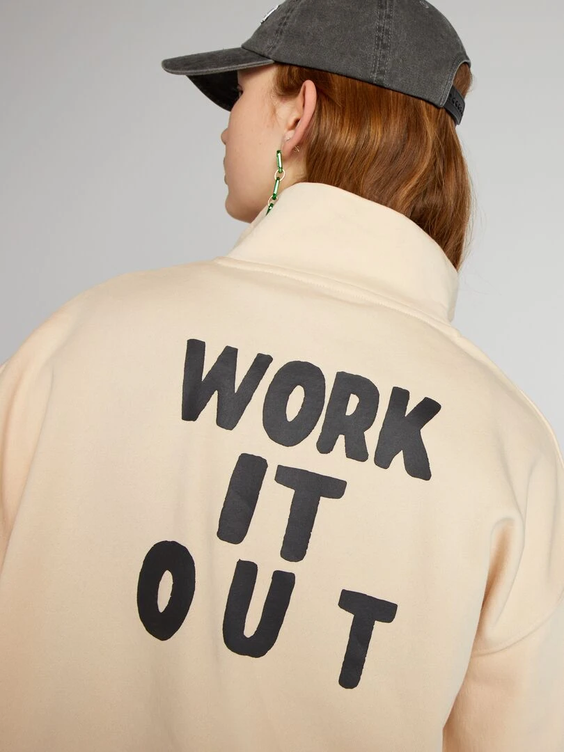 Sweat camionneur en molleton Beige