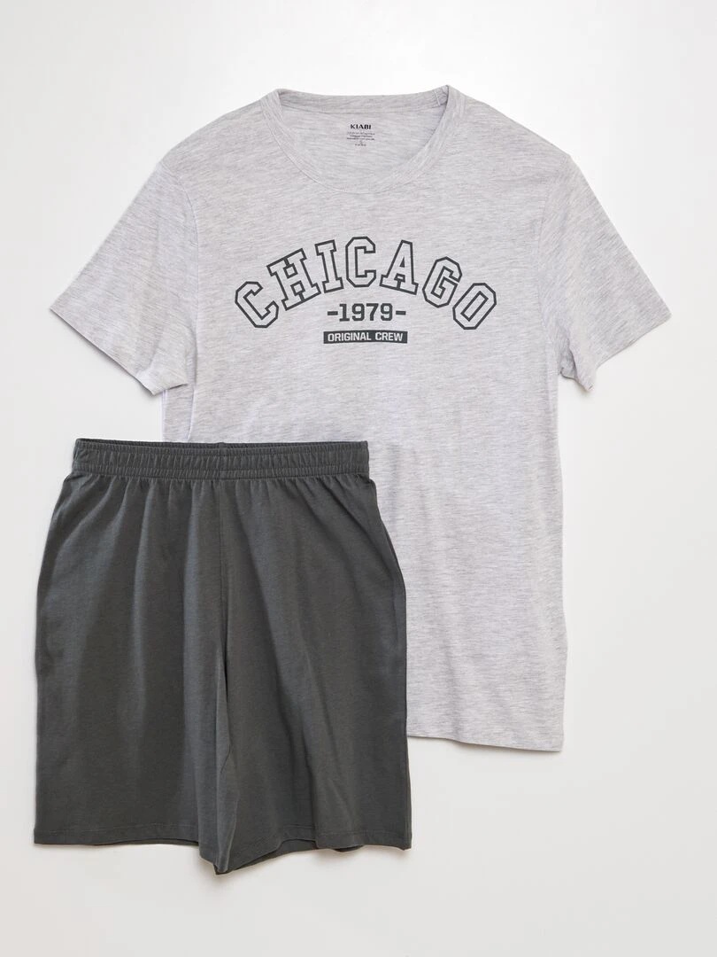 Ensemble pyjama court 2 pièces GRIS