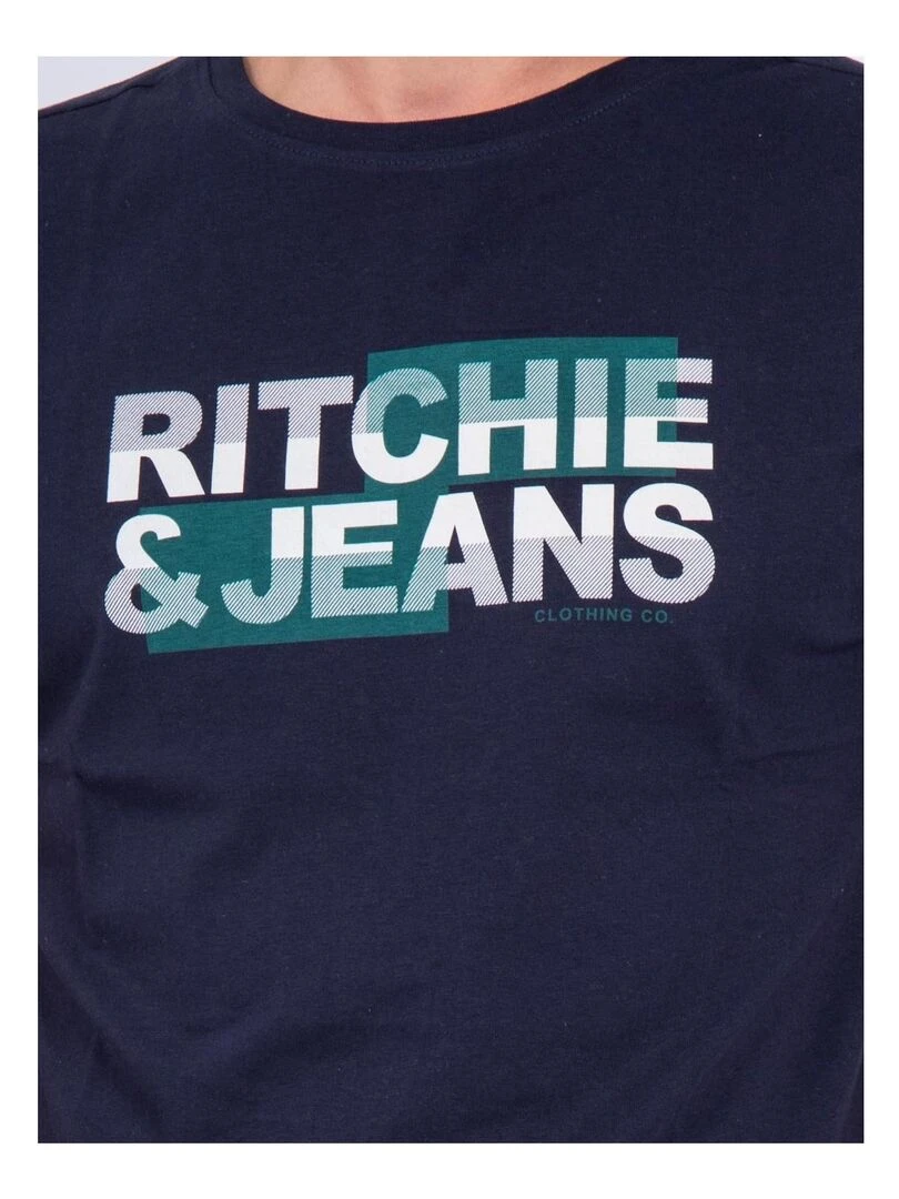 T shirt col rond pur coton JALTAZAR   Bleu marine