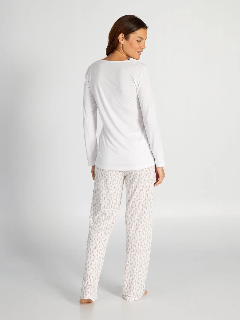 Ensemble pyjama t shirt + pantalon 2 pièces Beige