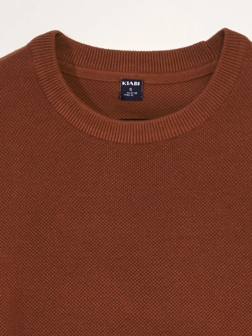 Pull en maille nid d'abeille MARON CARA