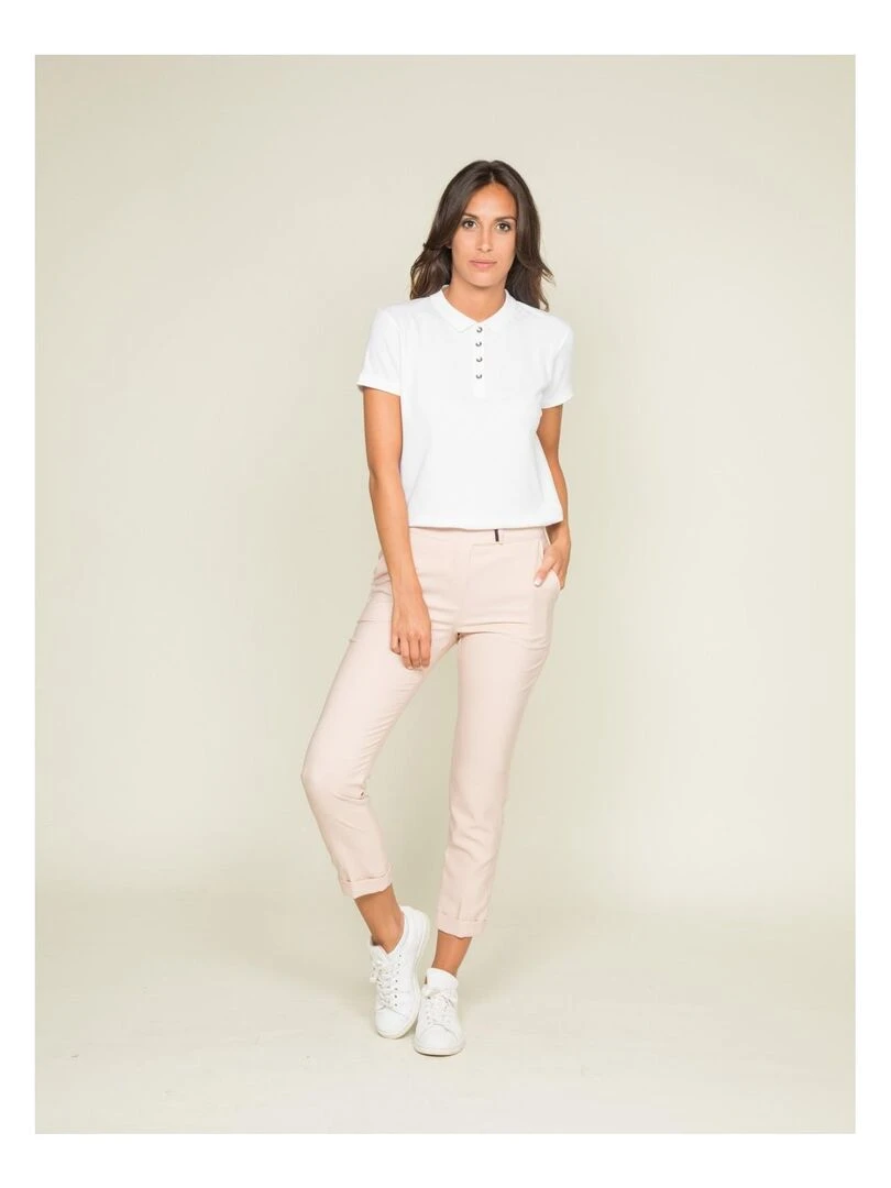 Polo manches courtes en coton piqué FOLORA   Blanc