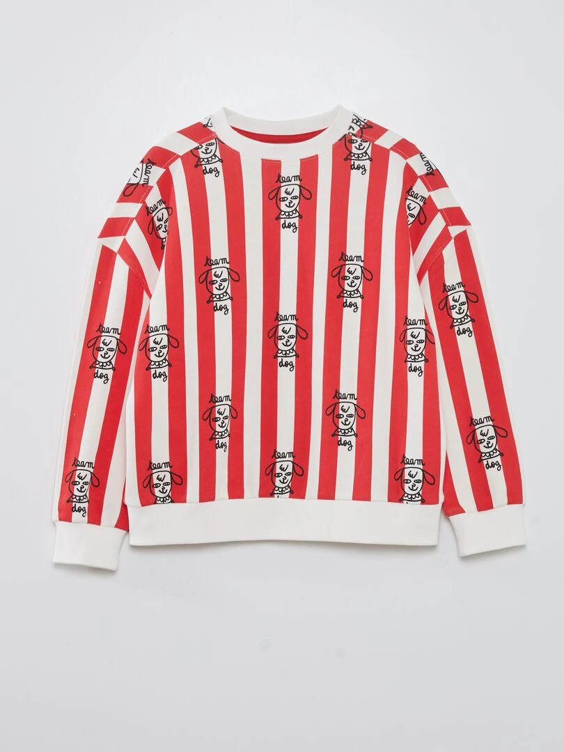 Sweat oversize en molleton X Little Bad Wolf   Rouge/blanc