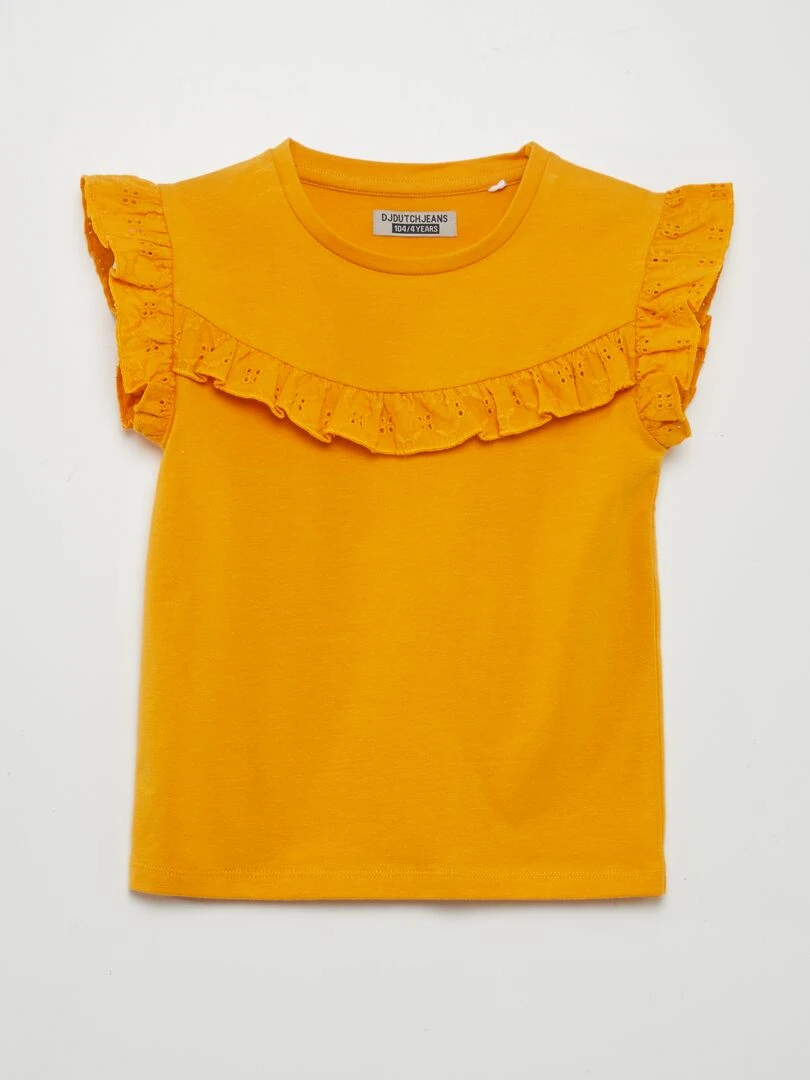 T shirt à broderies Jaune