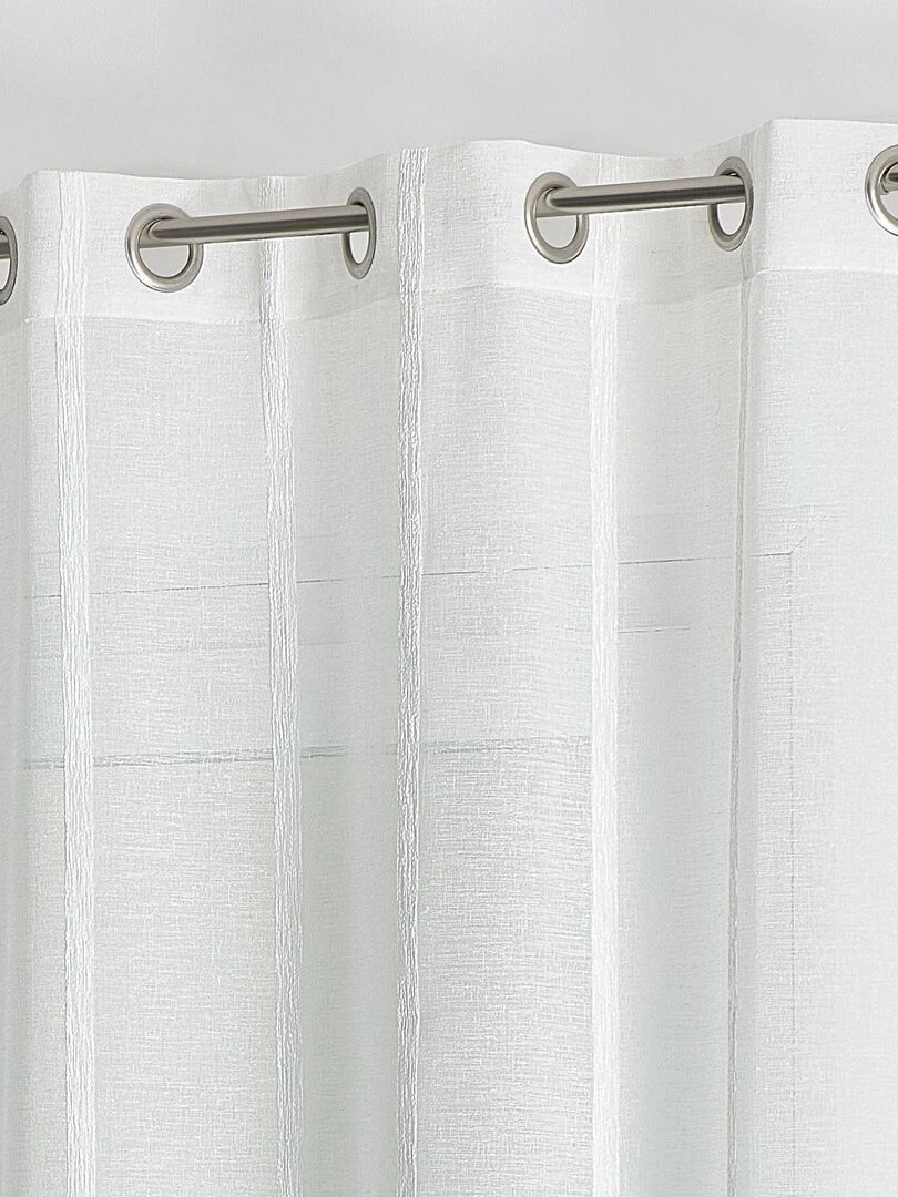 Voilage tamisant à fines rayures   Blanc