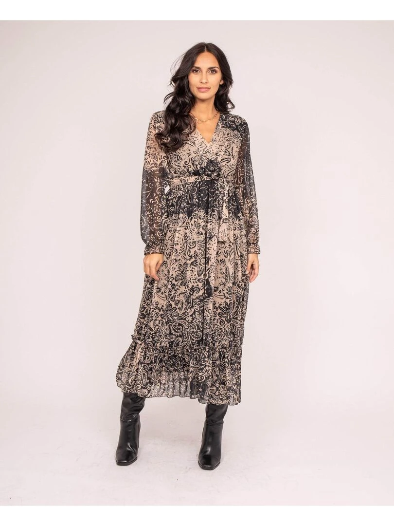 Robe longue motifs IVIK Beige