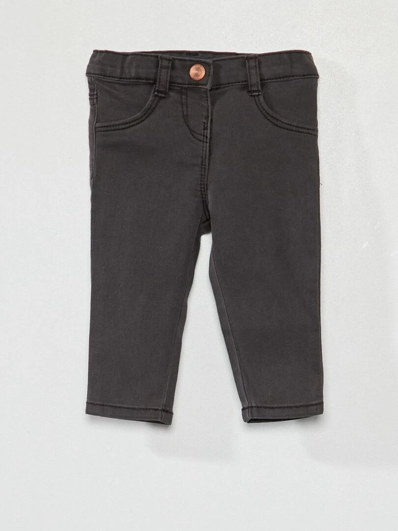 Jean slim stretch à taille ajustable Noir