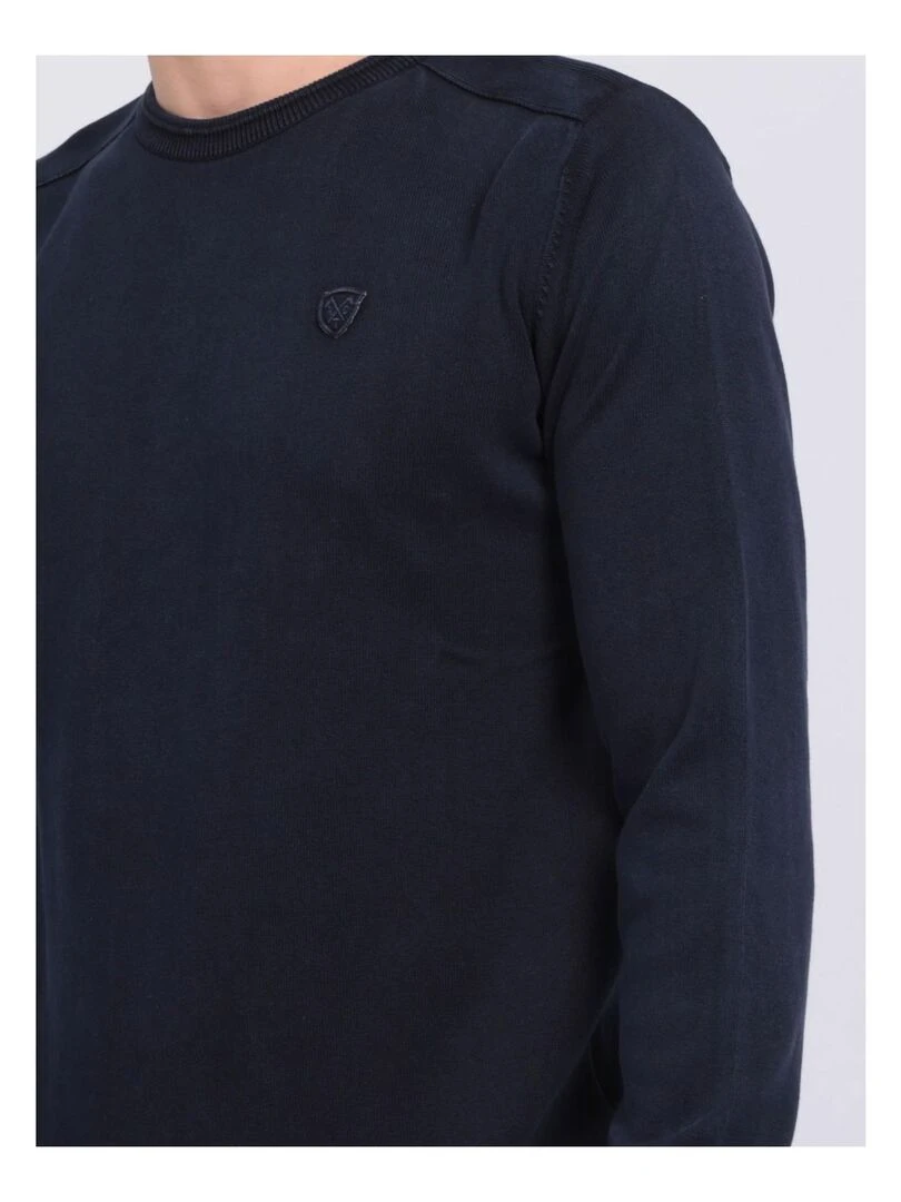 Pull fin col rond coton ARTHUR   Bleu marine