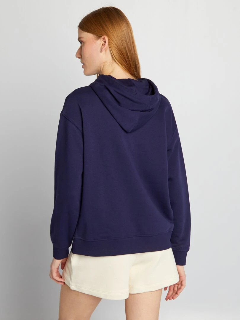 Sweat à capuche en molleton uni   Bleu marine