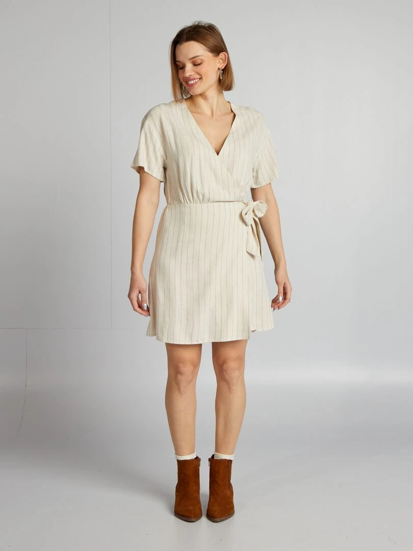 Robe wrap en lin Beige