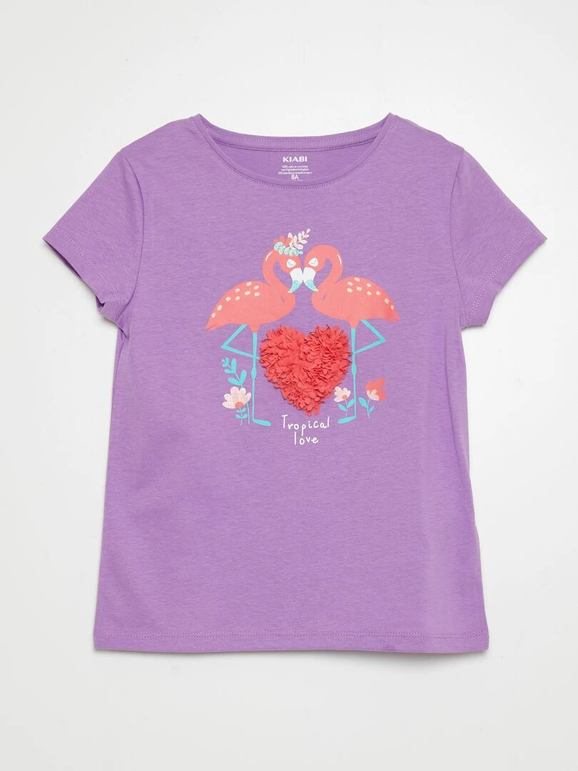 T shirt en coton à col rond Violet