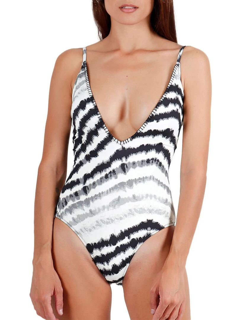 Maillot de bain 1 pièce Tie And Dye noir Noir