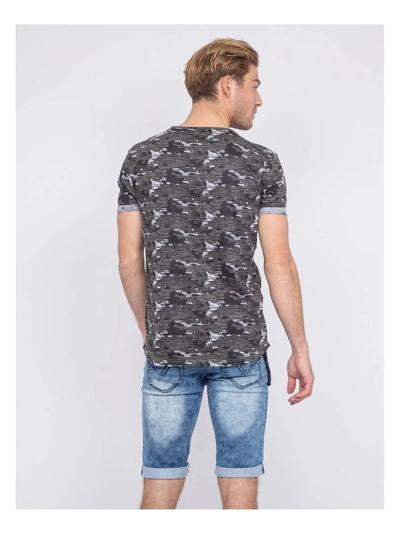 T shirt coton militaire NIMON Gris chiné