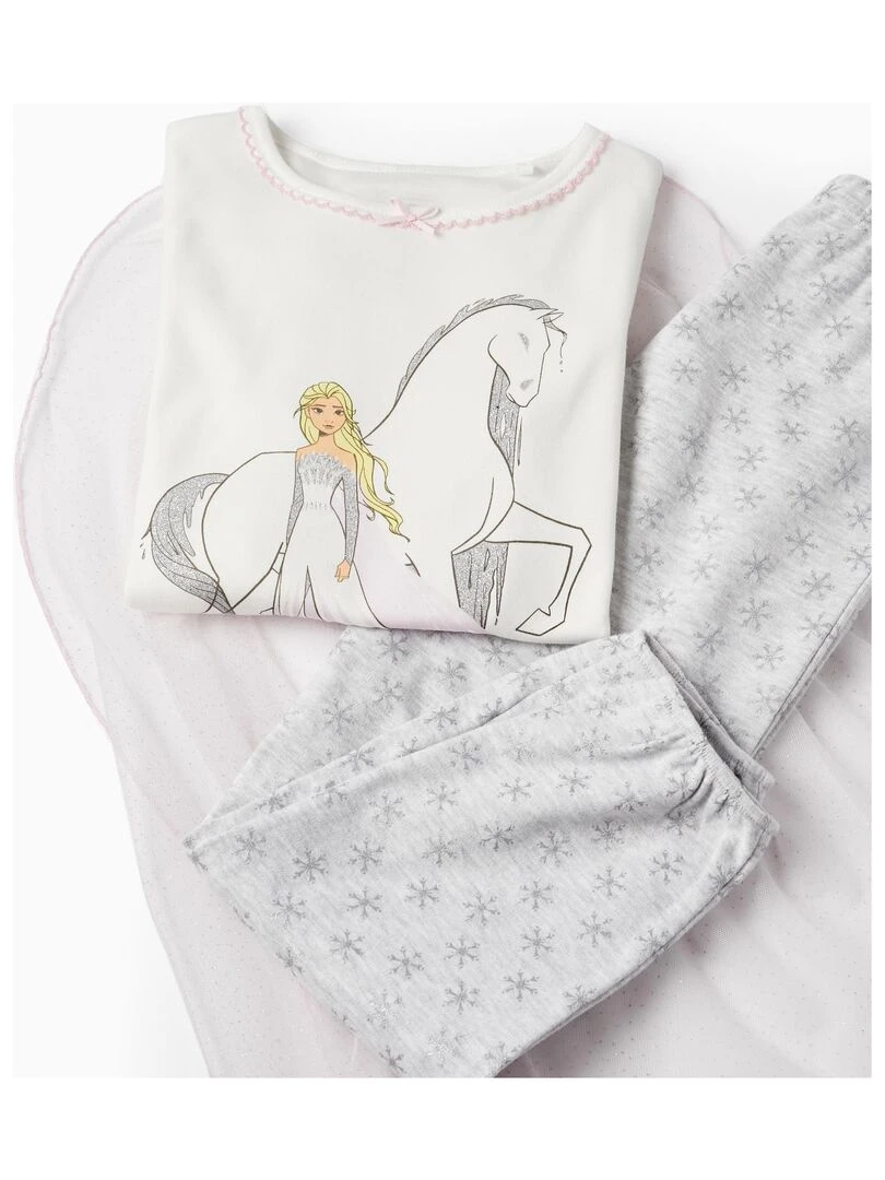 Pyjama avec Cape en Tulle et Paillettes pour Fille 'Elsa'  FROZEN   Blanc