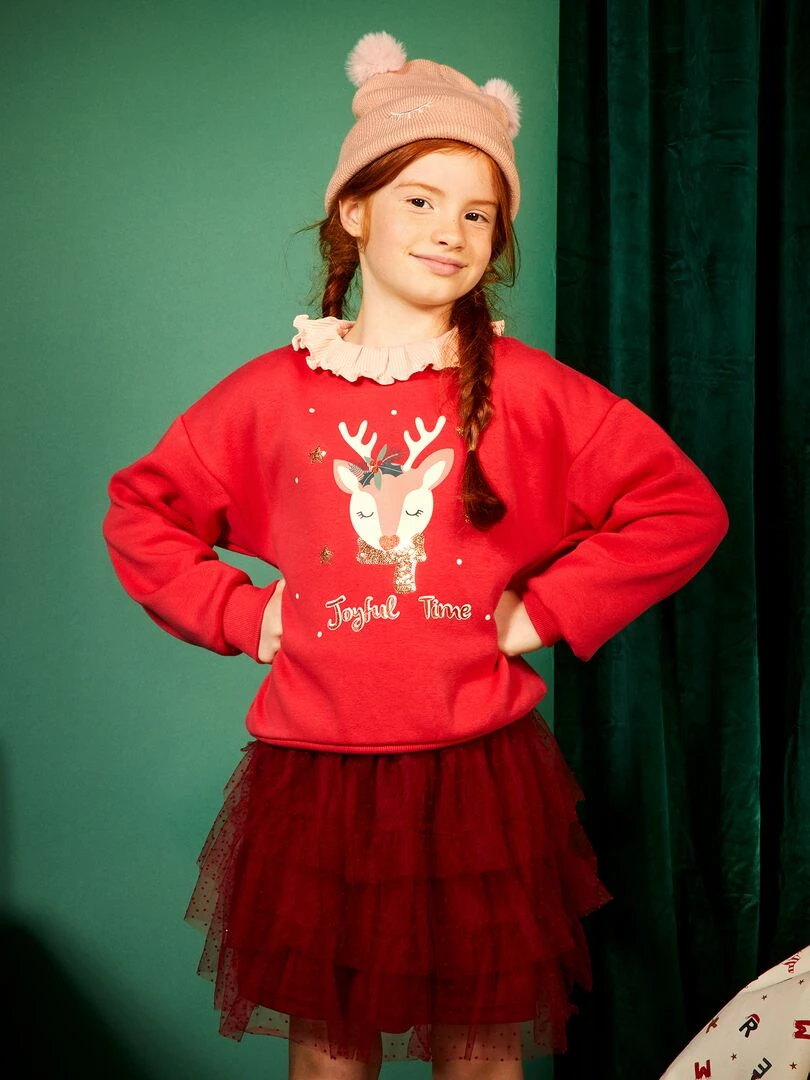 Sweat en molleton 'noël' Rouge