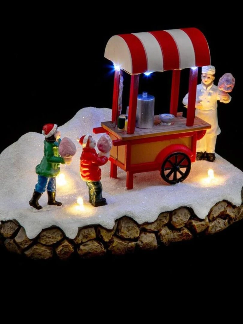 Village de Noël Barbe à papa 7 LED   Rouge