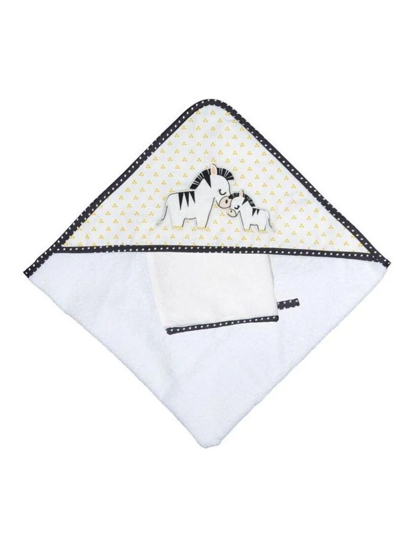 Cape de bain plus gant en coton blanc SAUTHON Blanc