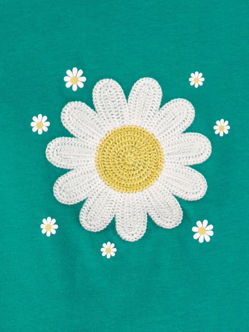 Tee shirt manches courtes imprimé Vert fleur