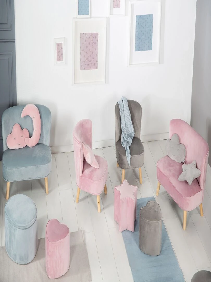 ROBA Tabouret en Forme d'Étoile pour Chambre Enfant "Lil Sofa"   en Velours Doux   Rose   Rose