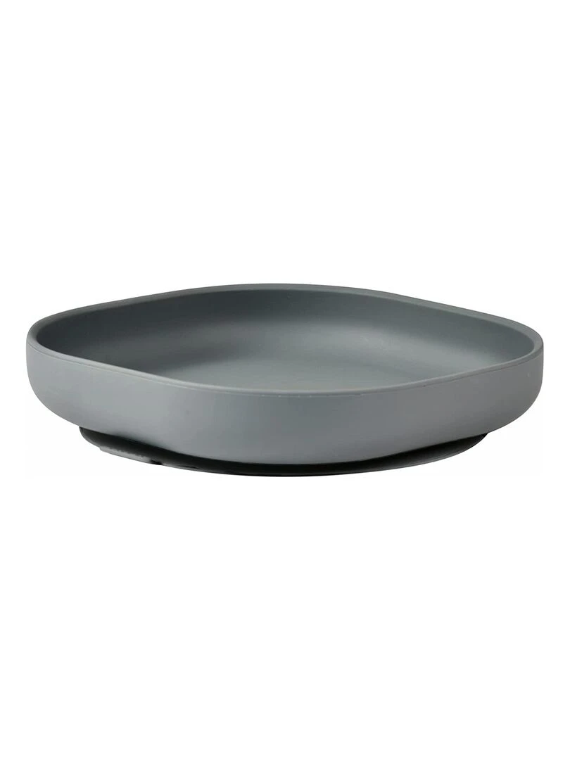 Assiette silicone ventouse minéral Gris