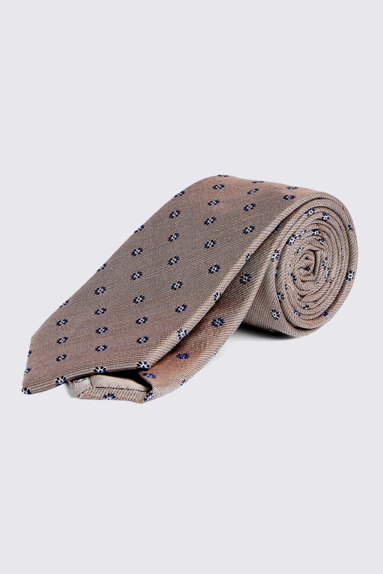 Gold Floral Geo Silk & Linen Tie Buy Online at Moss