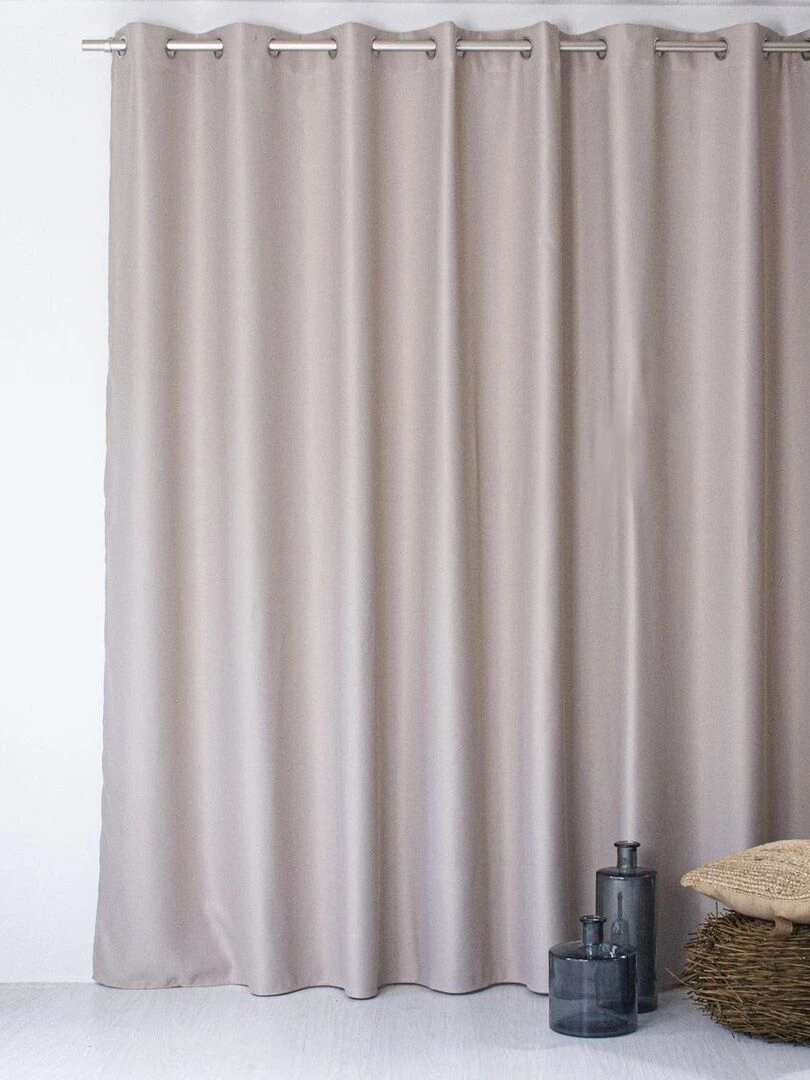 Rideau occultant fil noir en grande largeur Beige