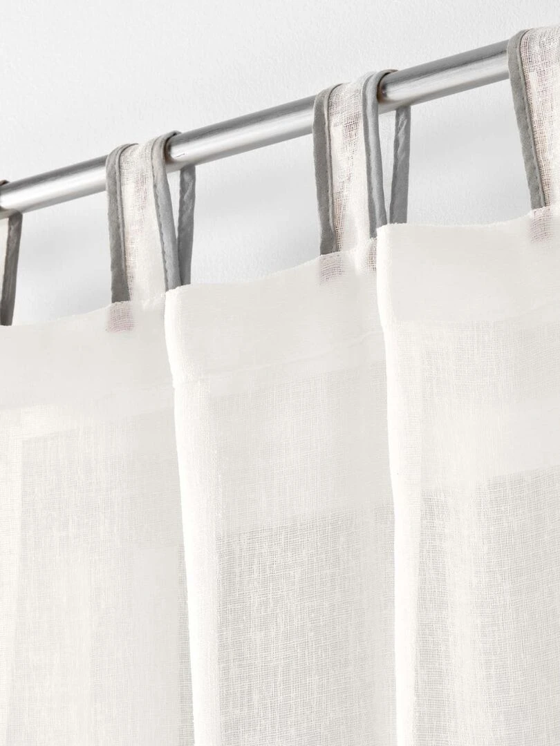 Voilage à passants en voile tissé   Blanc