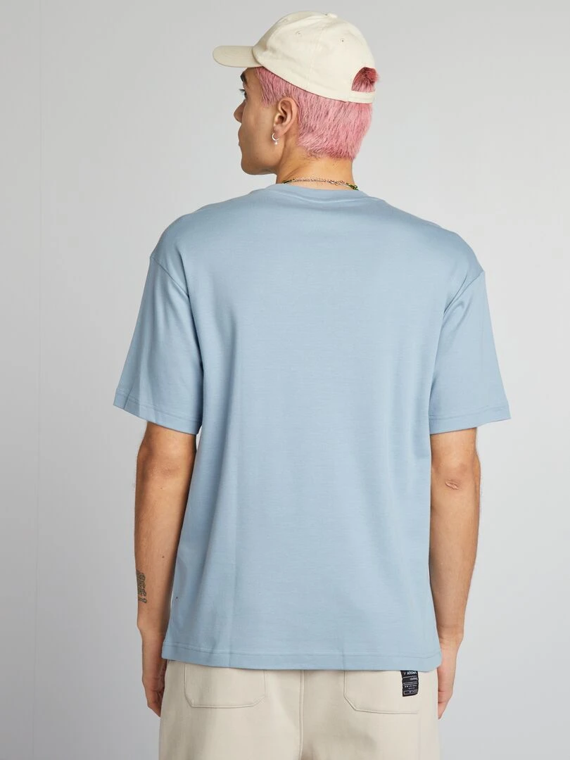 T shirt col rond en coton   Bleu