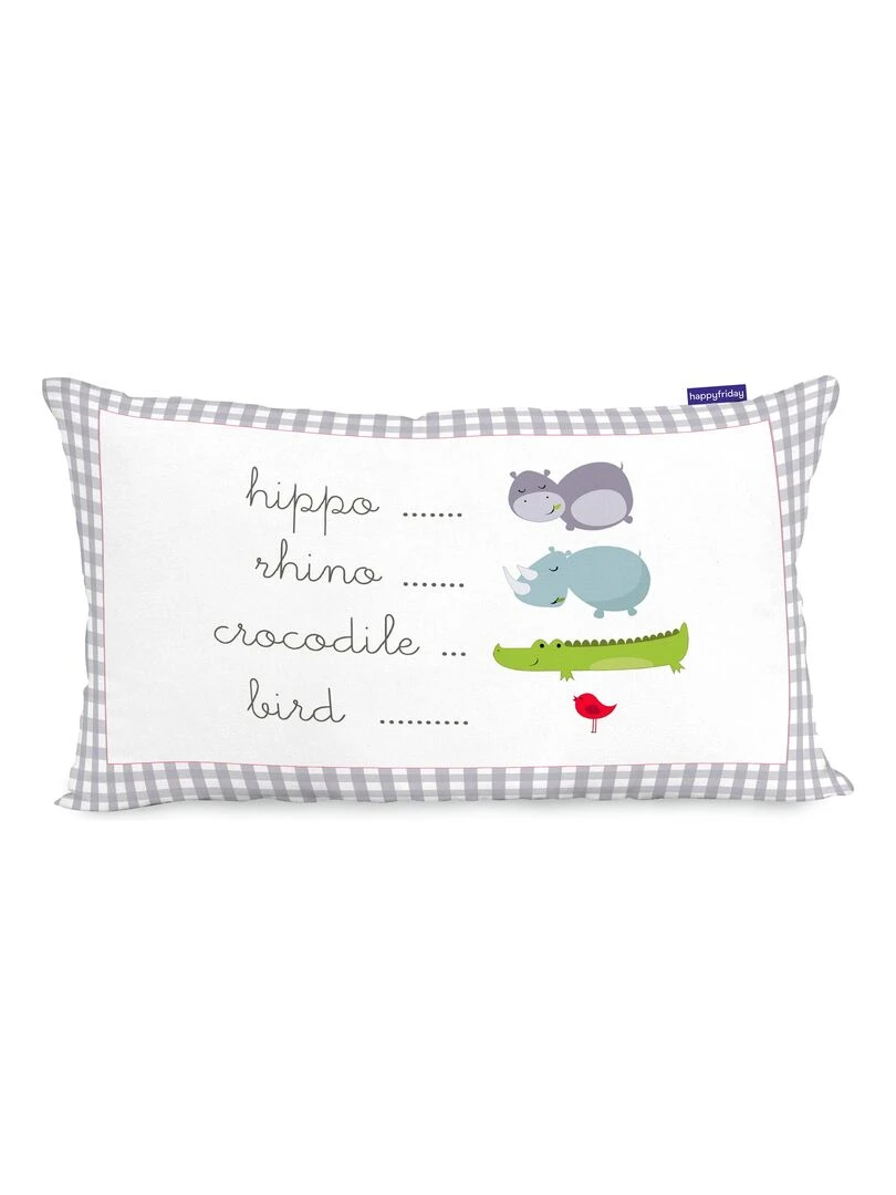 Housse de coussin Hippo "Happyfriday"   Blanc