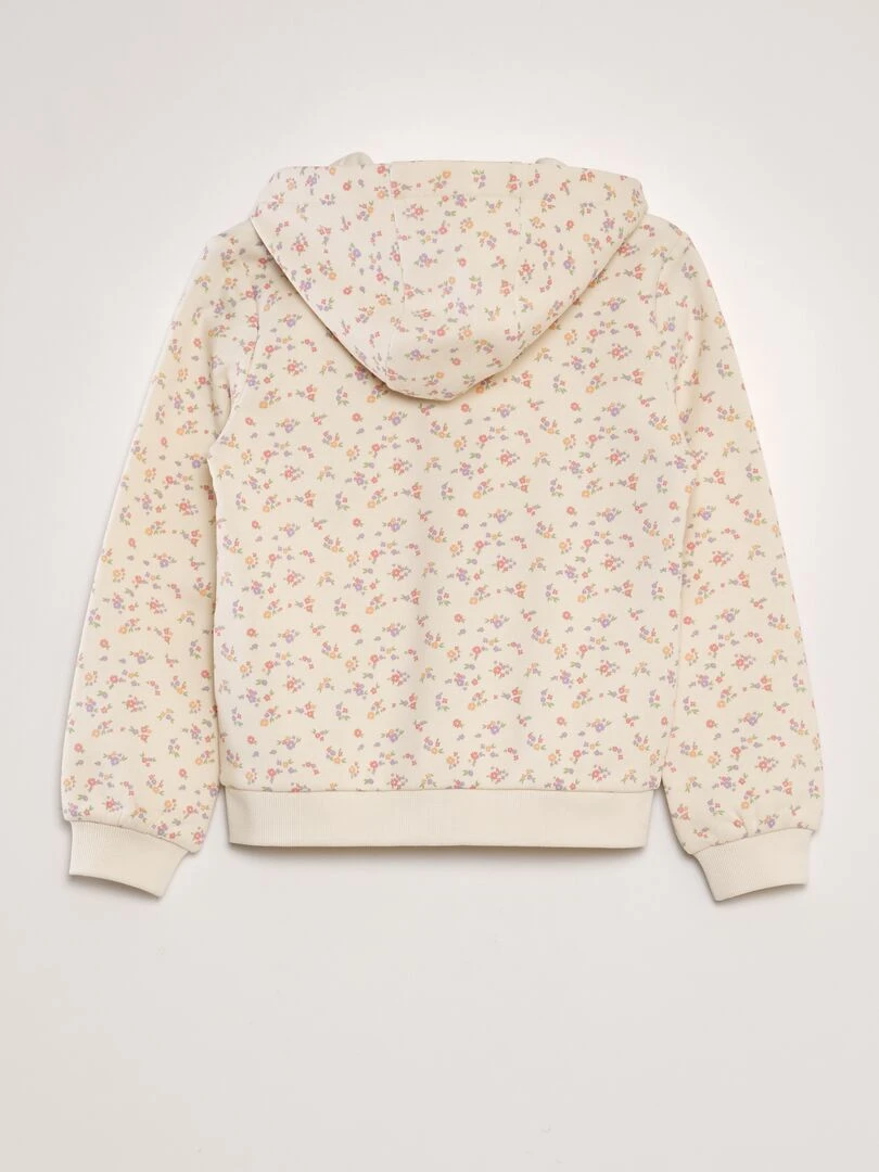 Sweat à capuche à motifs   Ecru