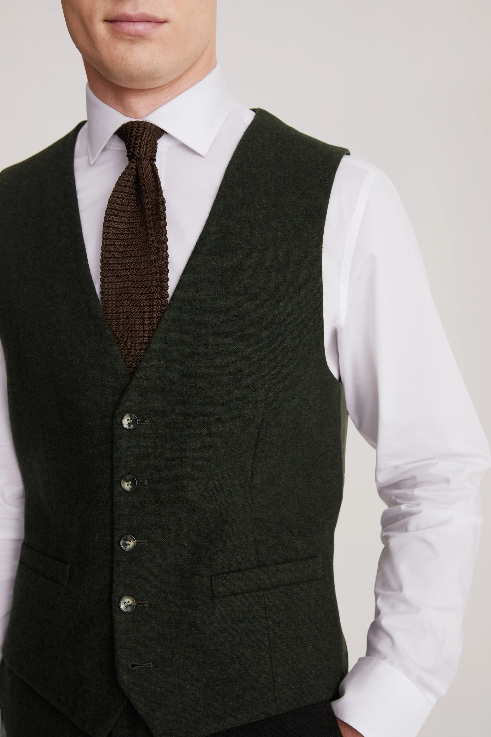 Slim Fit Khaki Donegal Waistcoat   Buy Online at Moss