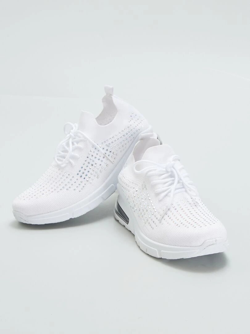 Basket de sport à strass   Blanc