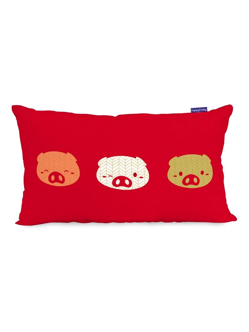 Housse de coussin Piggys "Happyfriday"   Blanc