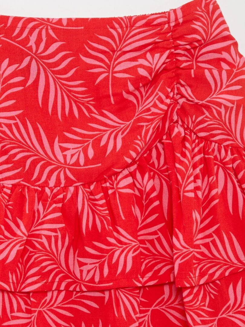 Jupe imprimée volantée   Rouge