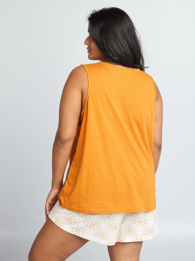 Ensemble pyjama court imprié   2 pièces   Orange