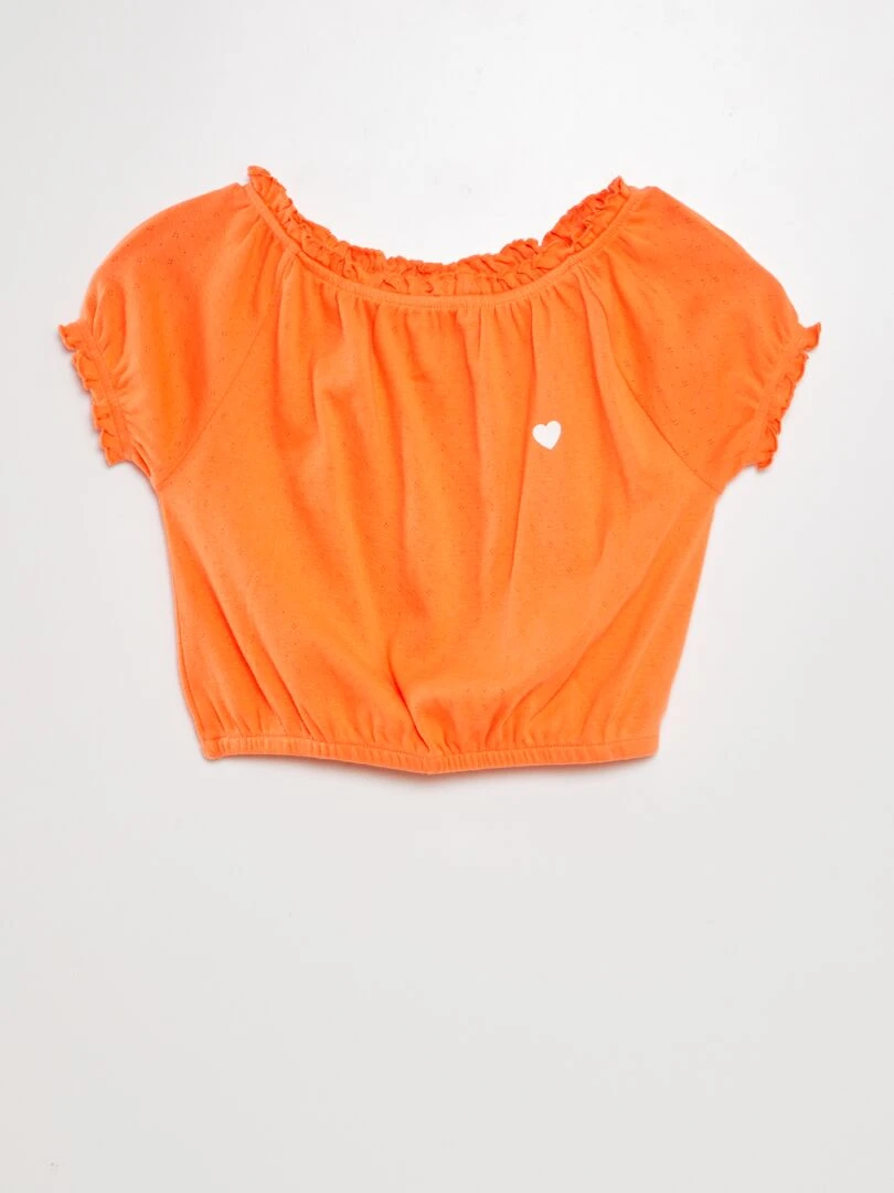 T shirt à bords élastiqués Orange