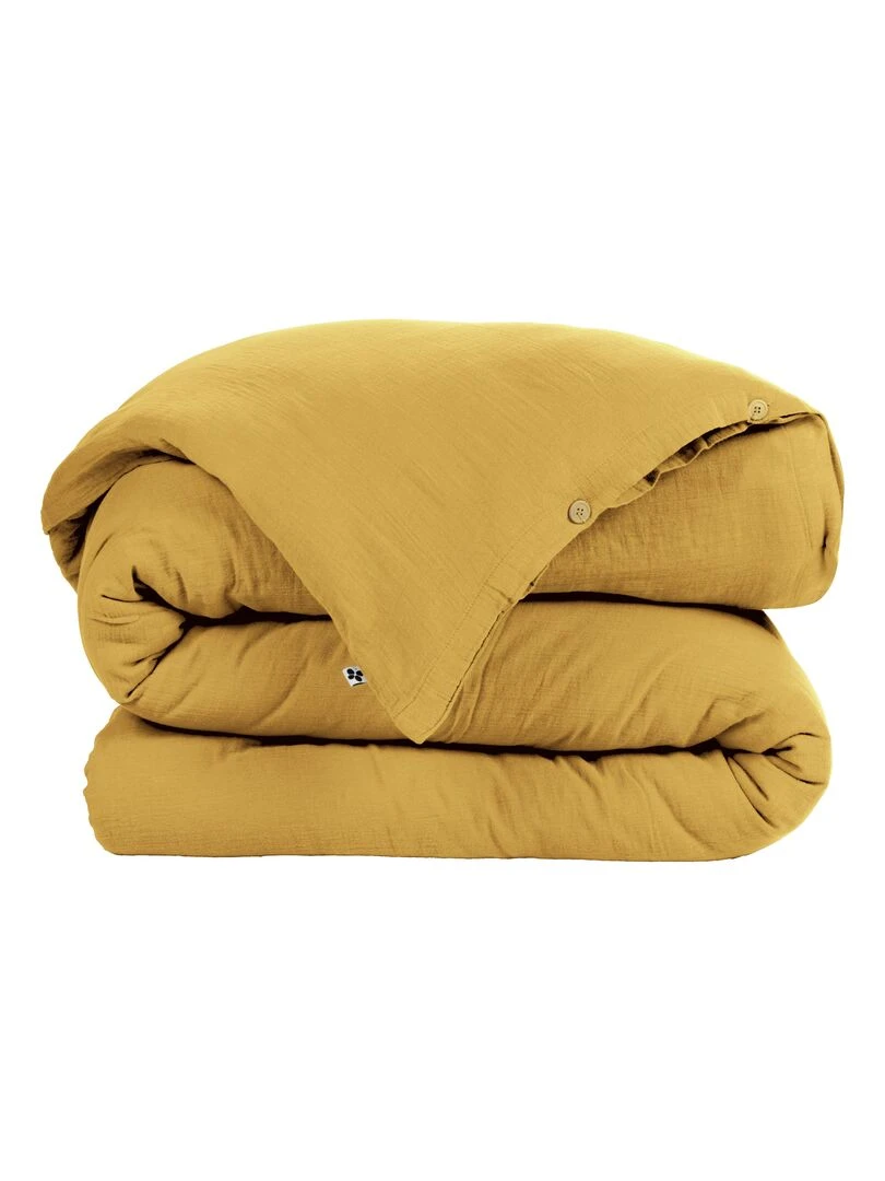 Housse de couette Double Gaze Coton Collection Gaia Jaune