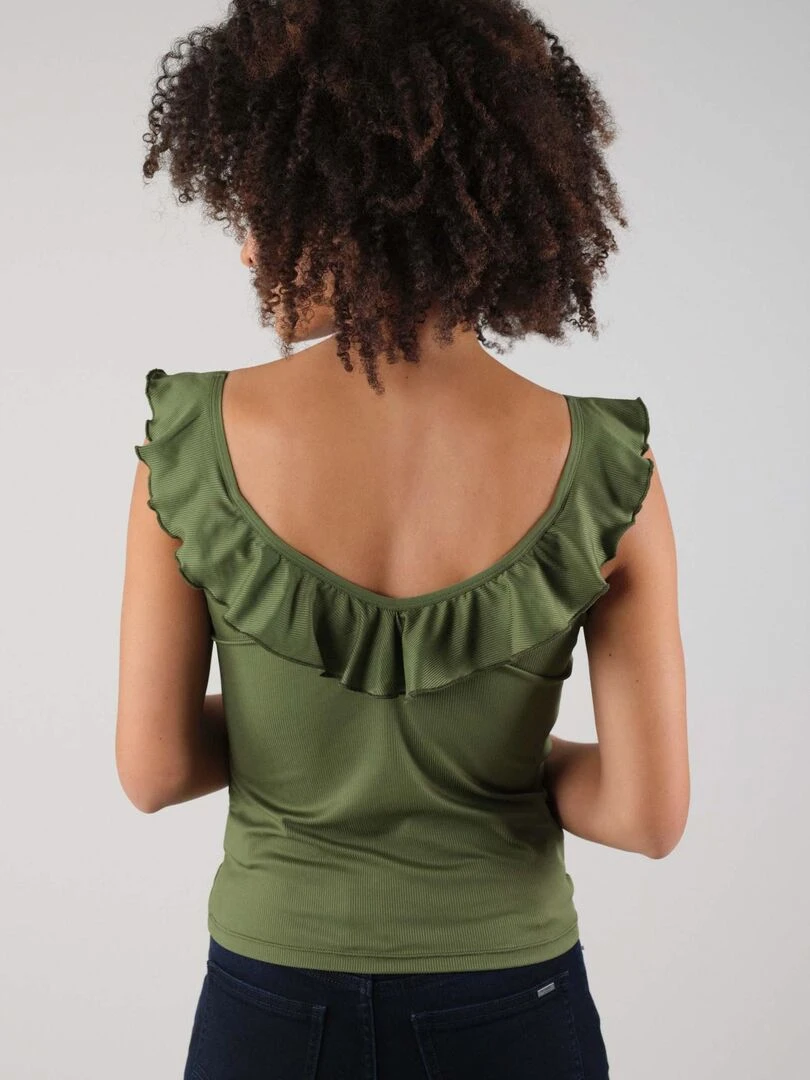 Débardeur pour femme en maille cotelée 'Deeluxe'   Kaki