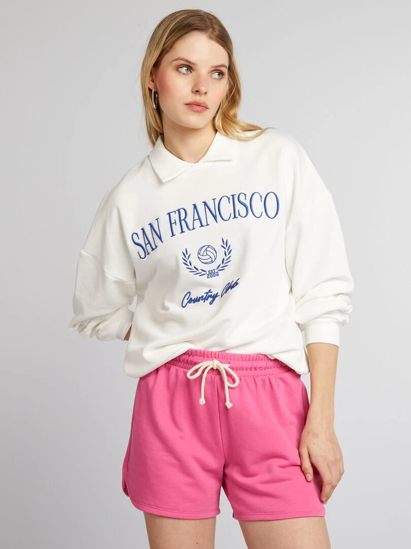 Sweat en french terry avec col intégré blanc