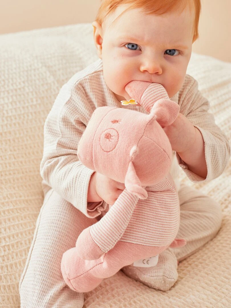 Peluche coton BIO 25cm Lola   Rose