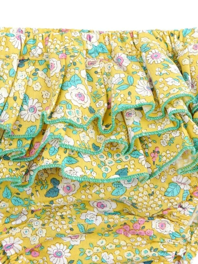 Maillot de Bain 2 Pièces Fille  Fleuri Jaune & Vert  SWAN   'LA FAUTE A VOLTAIRE'   Jaune