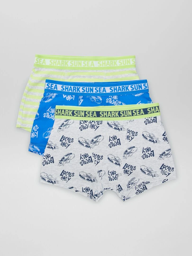 Lot de 3 boxers stretch Bleu/gris