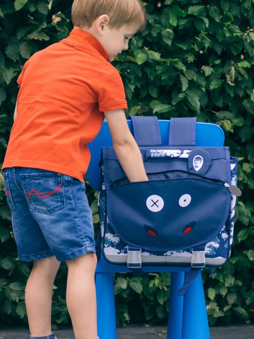 Cartable A4 maternelle Hippipos l'hippopotame   Bleu