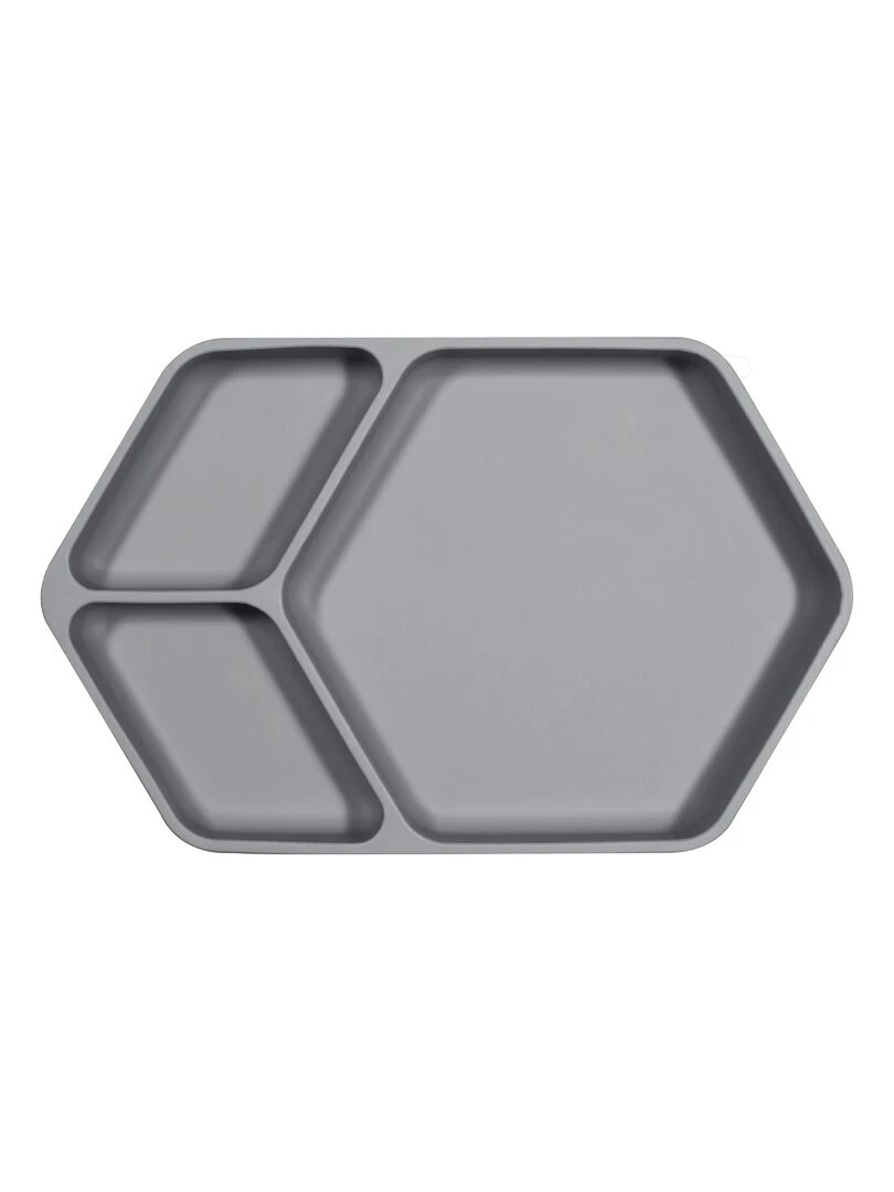 Assiette ventouse carré en silicone Gris