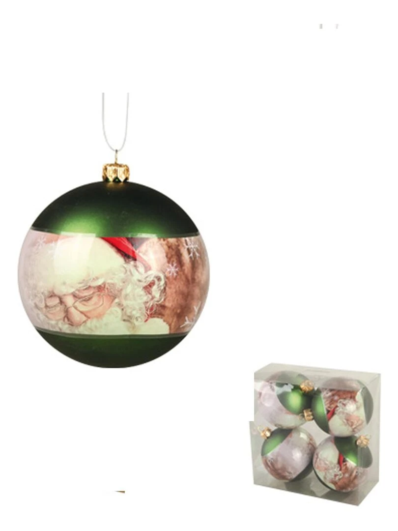 4 boules Pere noel Doré/or
