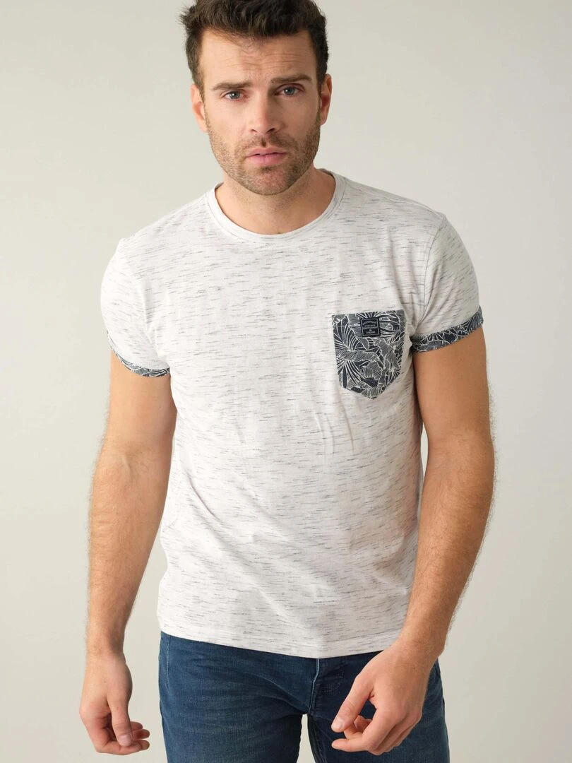 T shirt en coton et col rond pour homme 'Deeluxe' Blanc